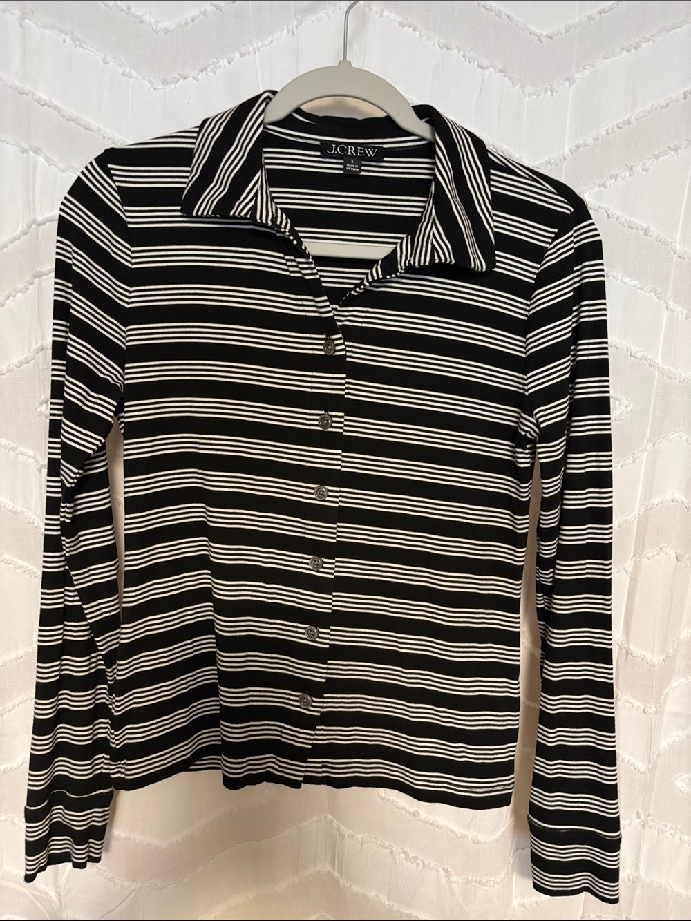 J. Crew Black and White Striped Button-Down Top